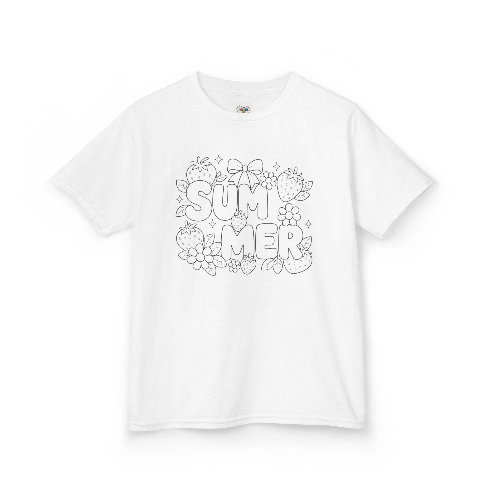 Color Your Own Summer T Shirt, Kids DIY Coloring Shirt, Strawberry Doodle Art Tee