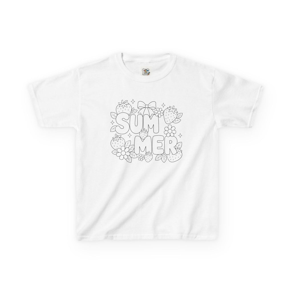 Color Your Own Summer T Shirt, Kids DIY Coloring Shirt, Strawberry Doodle Art Tee