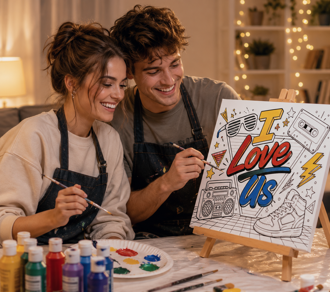 I Love Us Coloring Canvas